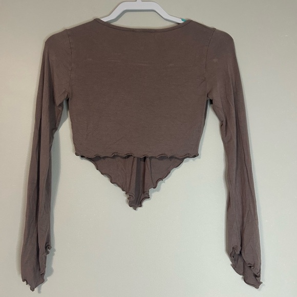 Forever 21 Brown Ruched Crop Blouse, Size M - Picture 5 of 6